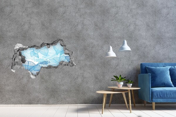 Decorazione da parete buco nel muro Il mondo sottomarino in blu