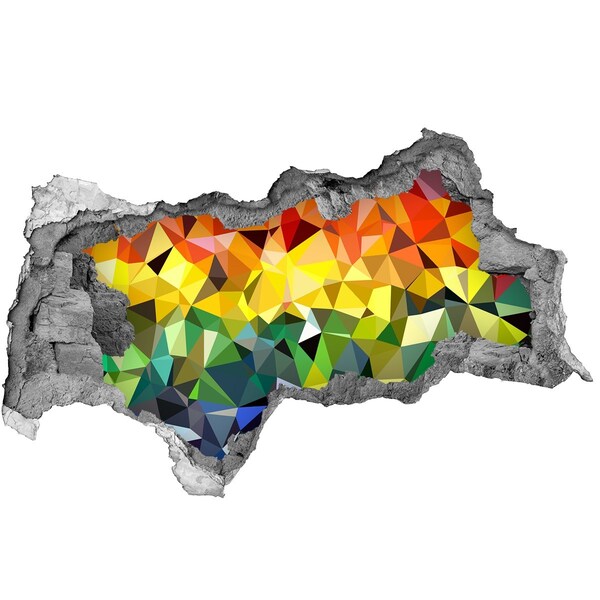 Adesivo con vista dietro il muro Un buco colorato nel muro