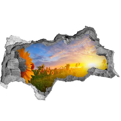 Adesivo con vista dietro il muro Girasoli al tramonto