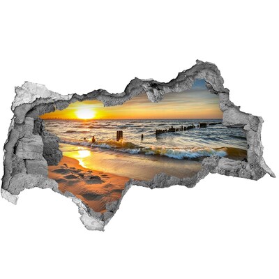 Sticker effetto rottura muro Tramonto sul mare