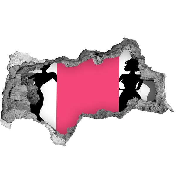 Sticker effetto rottura muro Una figura elegante in un buco nel muro