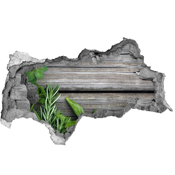 Decorazione da parete buco nel muro Un muro danneggiato con pavimento in legno