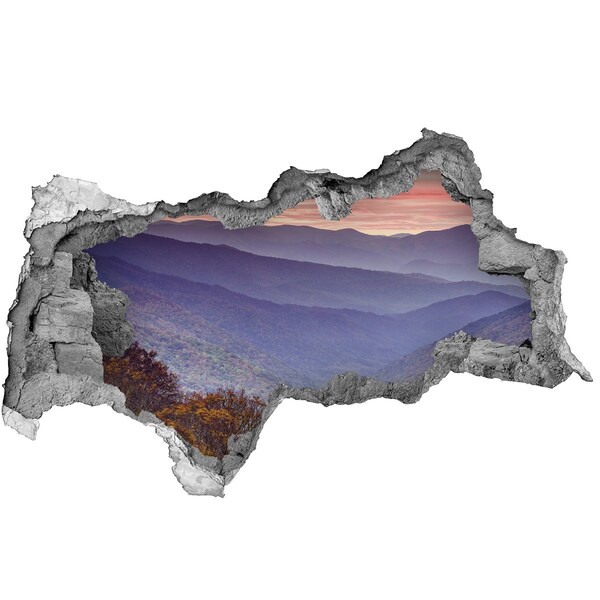 Adesivo con vista dietro il muro Paesaggio montano all'alba