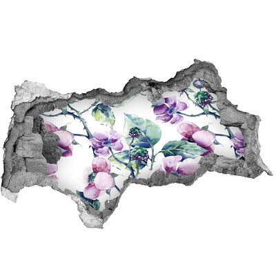 Decorazione da parete buco nel muro Un murale floreale su un muro danneggiato