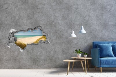 Adesivo con vista dietro il muro Spiaggia caraibica vista attraverso un buco nel muro