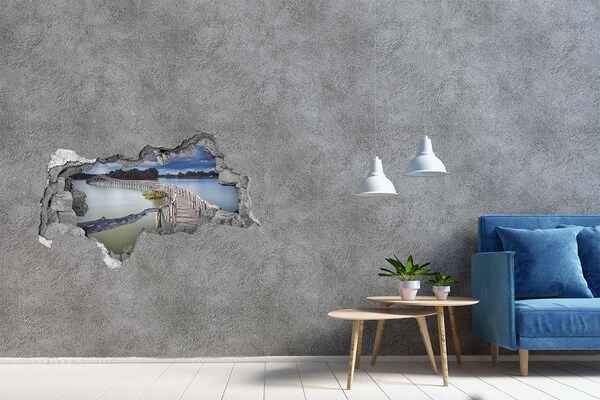 Sticker effetto rottura muro Un ponte sull'acqua