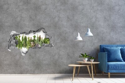 Adesivo con vista dietro il muro Giardino di erbe aromatiche nel muro