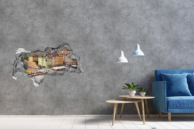 Adesivo con vista dietro il muro Piazza della Città Vecchia di Varsavia