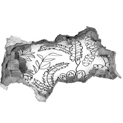 Adesivo con vista dietro il muro Vegetazione tropicale in un buco nel muro