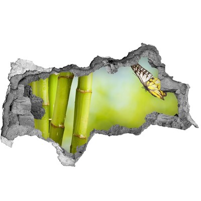 Adesivo con vista dietro il muro Farfalla nel giardino di bambù