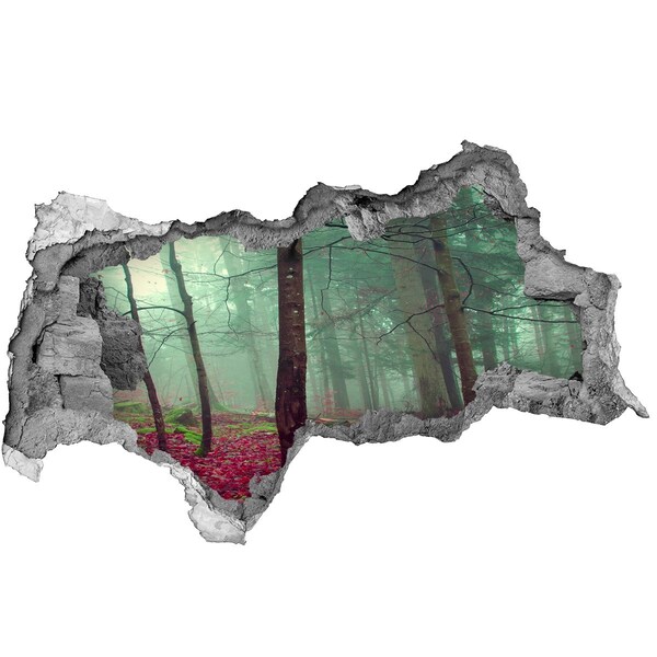 Sticker effetto rottura muro Foresta incantata nella nebbia