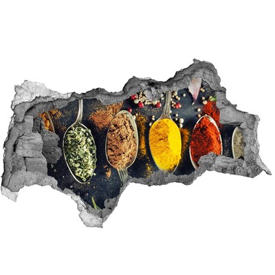 Sticker effetto rottura muro Spezie colorate in cucina