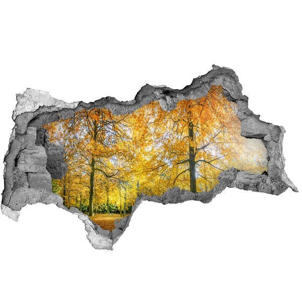 Adesivo con vista dietro il muro Autunno dorato nella foresta