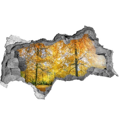 Adesivo con vista dietro il muro Autunno dorato nella foresta