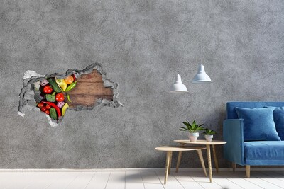 Sticker effetto rottura muro Frutta e verdura in un buco nel muro