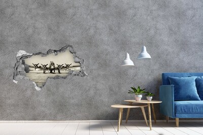 Adesivo con vista dietro il muro Un vecchio aereo sulla pista dell'aeroporto.