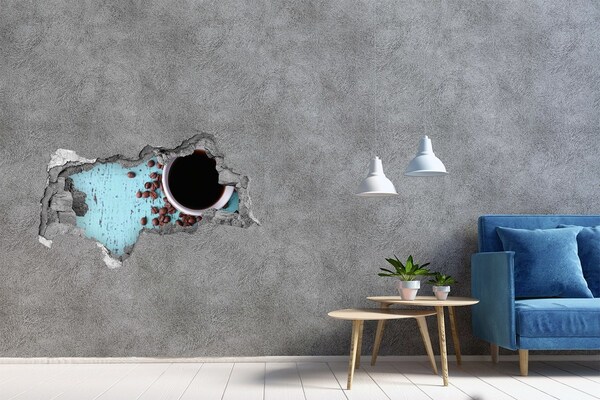 Decorazione da parete buco nel muro Un momento di relax con il caffè.