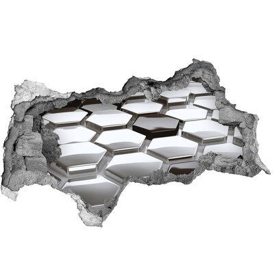 Sticker effetto rottura muro Esagoni moderni in cemento