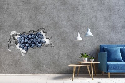 Sticker effetto rottura muro Mirtilli in un buco nel muro