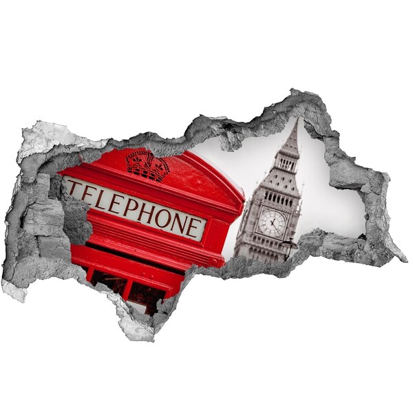 Decorazione da parete buco nel muro Paesaggio londinese con cabina telefonica
