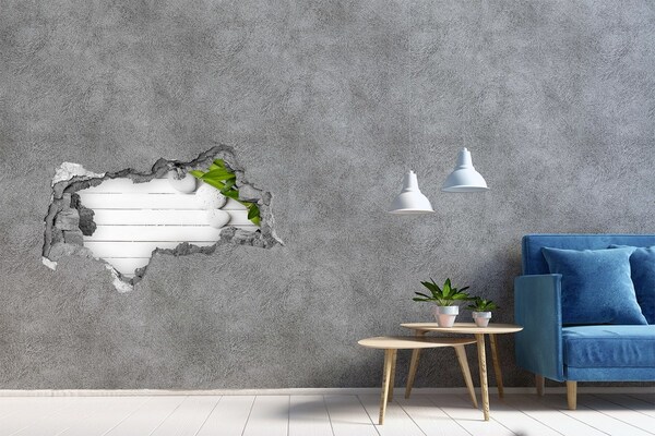 Adesivo con vista dietro il muro Un'oasi verde in cemento