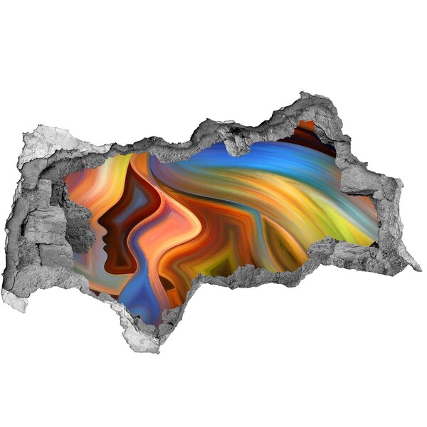 Sticker effetto rottura muro Un paesaggio colorato in un buco nel muro