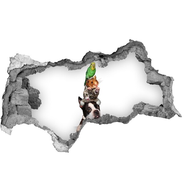 Adesivo con vista dietro il muro Torre dell'amicizia animale