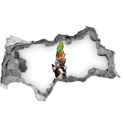 Adesivo con vista dietro il muro Torre dell'amicizia animale