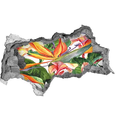 Sticker effetto rottura muro Paradiso tropicale dietro le mura