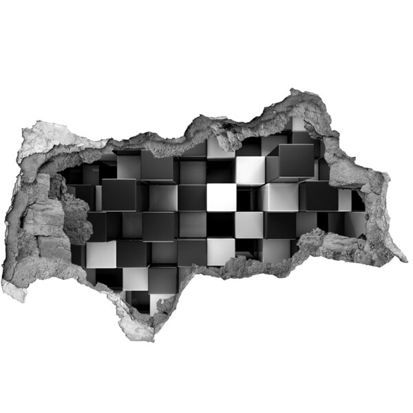 Decorazione da parete buco nel muro Cubi bianchi e neri nel muro