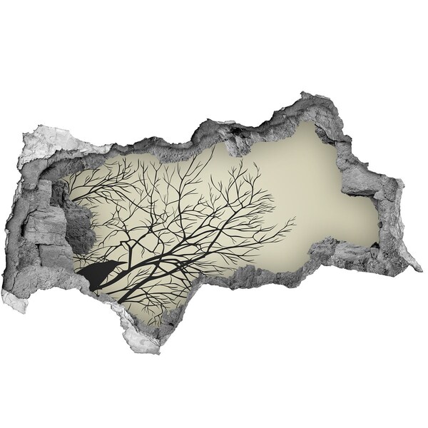 Sticker effetto rottura muro Foresta morta dietro il muro distrutto