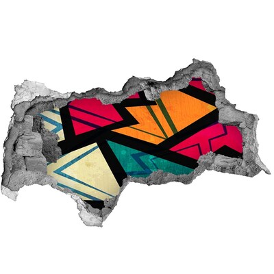 Adesivo con vista dietro il muro Un murale colorato in un buco nel muro