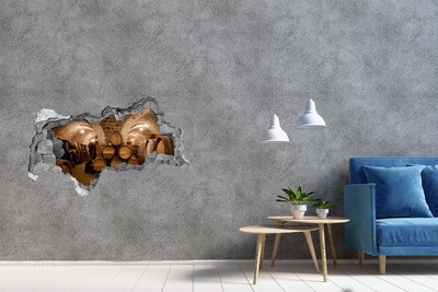 Adesivo con vista dietro il muro Interno di una cantina con botti