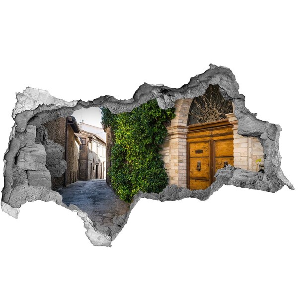 Adesivo con vista dietro il muro Un affascinante vicolo della città