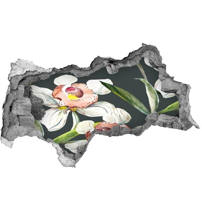 Adesivo con vista dietro il muro Fiori in cemento