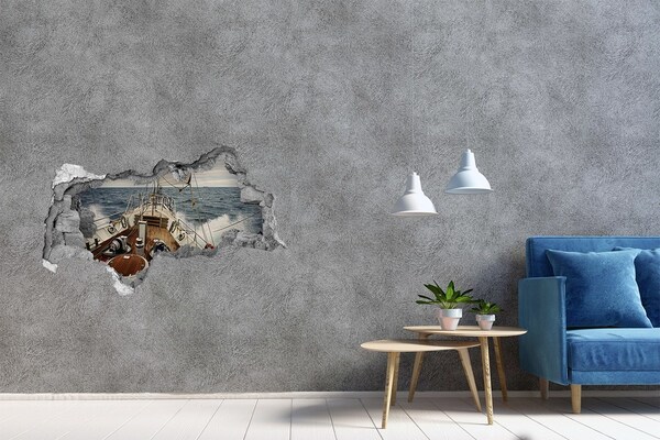 Sticker effetto rottura muro Uno yacht in mare