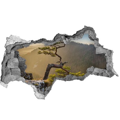 Decorazione da parete buco nel muro Paesaggio montano con un albero