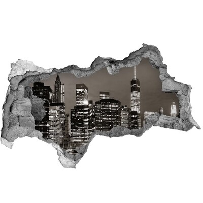 Sticker effetto rottura muro Lo skyline di New York di notte