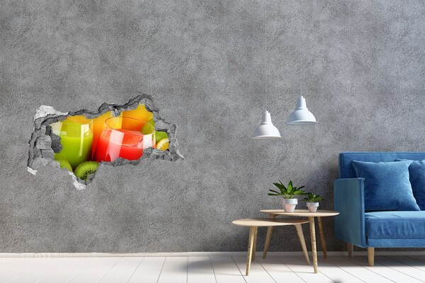 Adesivo con vista dietro il muro Cocktail rinfrescanti ai tropici