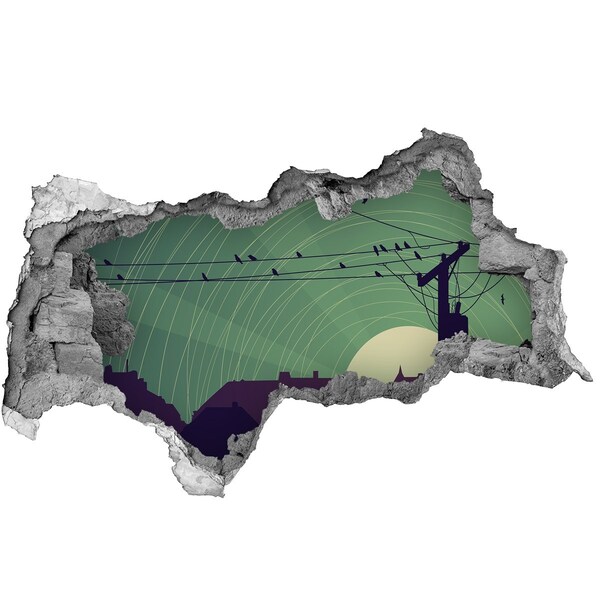 Sticker effetto rottura muro Tramonto in città