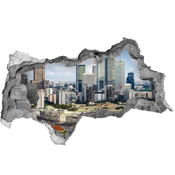 Decorazione da parete buco nel muro Veduta della città moderna