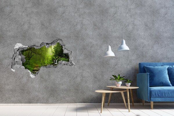 Adesivo con vista dietro il muro Foresta verde con cascata