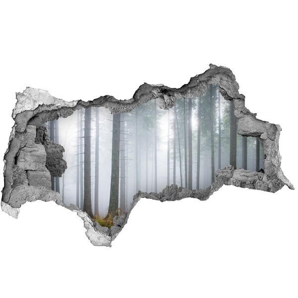 Sticker effetto rottura muro Foresta nebbiosa