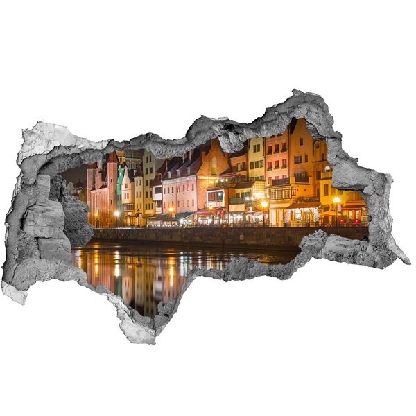 Adesivo con vista dietro il muro Un porto affascinante di notte