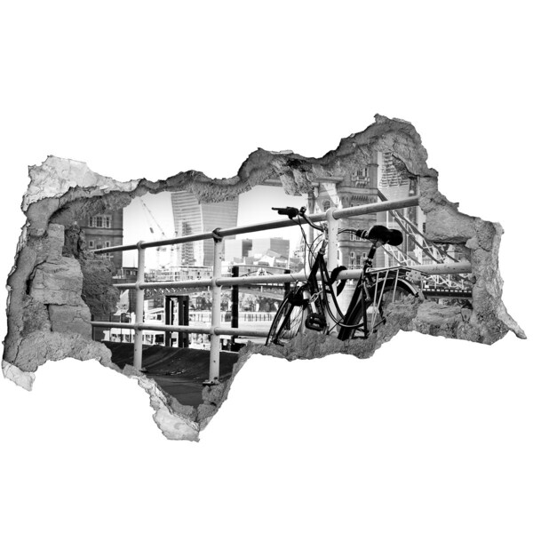 Decorazione da parete buco nel muro Una bicicletta sul molo cittadino