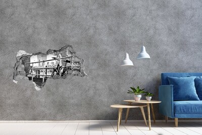 Decorazione da parete buco nel muro Una bicicletta sul molo cittadino