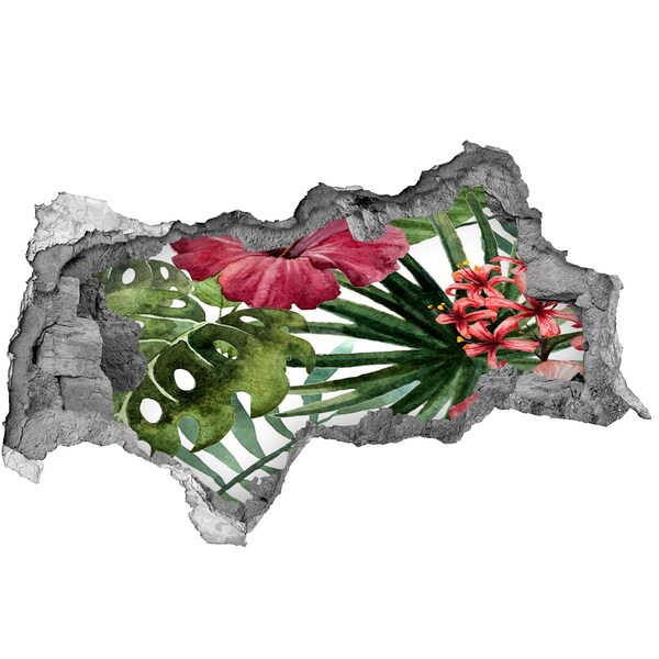 Sticker effetto rottura muro Giardino tropicale nascosto nel muro