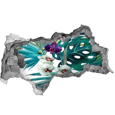 Adesivo con vista dietro il muro Giardino tropicale nascosto nel muro