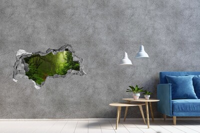 Adesivo con vista dietro il muro Foresta verde con un sentiero nel bosco