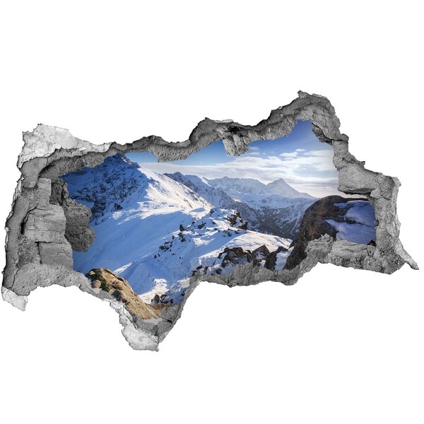 Sticker effetto rottura muro Paesaggio montano in inverno